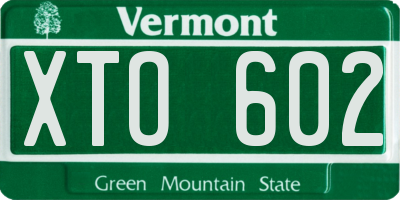 VT license plate XTO602