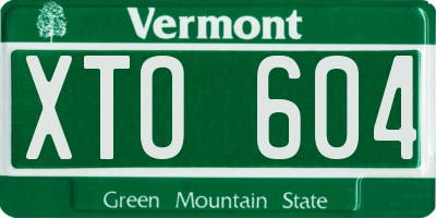VT license plate XTO604