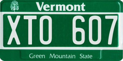 VT license plate XTO607