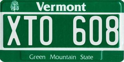 VT license plate XTO608