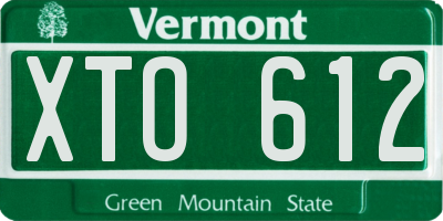 VT license plate XTO612