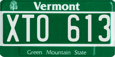 VT license plate XTO613