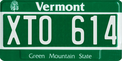 VT license plate XTO614