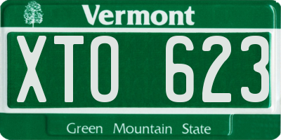 VT license plate XTO623