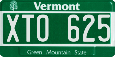 VT license plate XTO625
