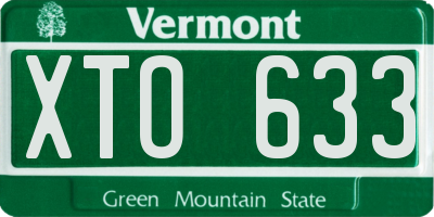 VT license plate XTO633
