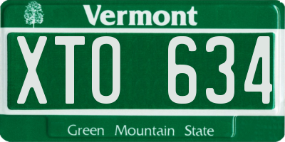 VT license plate XTO634