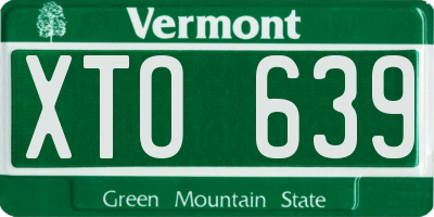 VT license plate XTO639