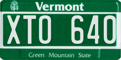 VT license plate XTO640
