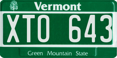 VT license plate XTO643