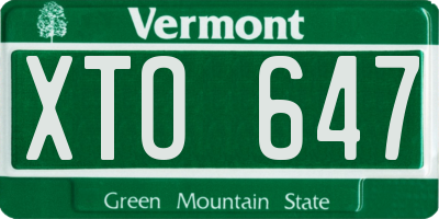 VT license plate XTO647