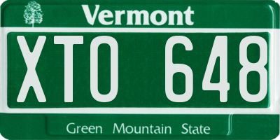 VT license plate XTO648