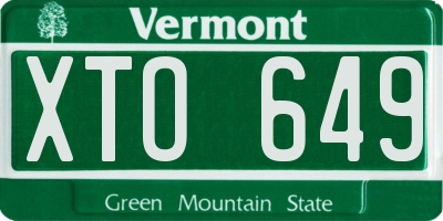 VT license plate XTO649