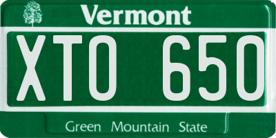 VT license plate XTO650