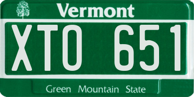 VT license plate XTO651