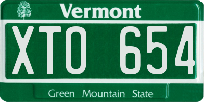 VT license plate XTO654