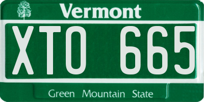VT license plate XTO665