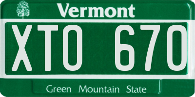 VT license plate XTO670