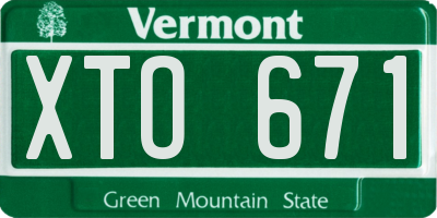 VT license plate XTO671