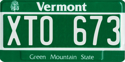 VT license plate XTO673