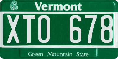 VT license plate XTO678