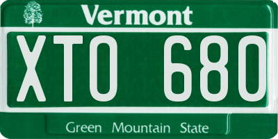 VT license plate XTO680