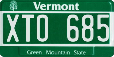VT license plate XTO685