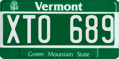 VT license plate XTO689