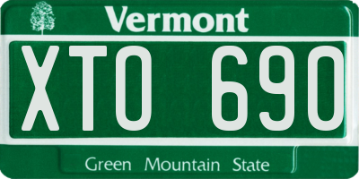 VT license plate XTO690