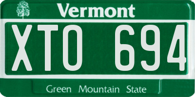 VT license plate XTO694