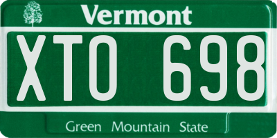 VT license plate XTO698