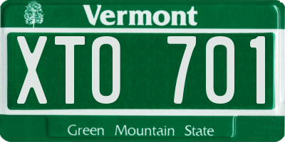 VT license plate XTO701