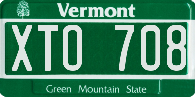 VT license plate XTO708