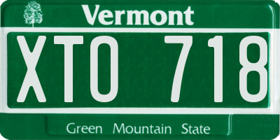 VT license plate XTO718