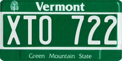 VT license plate XTO722