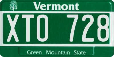 VT license plate XTO728