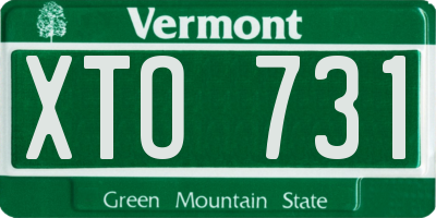 VT license plate XTO731