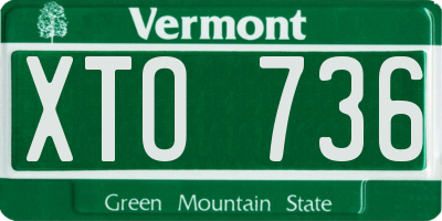 VT license plate XTO736
