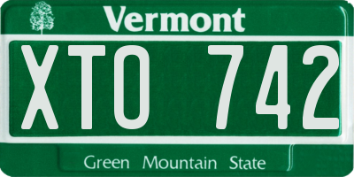 VT license plate XTO742