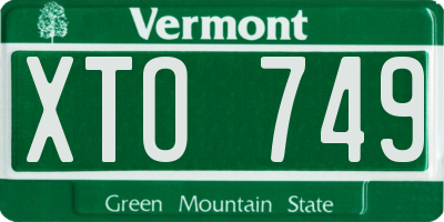 VT license plate XTO749