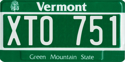 VT license plate XTO751
