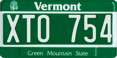 VT license plate XTO754
