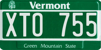 VT license plate XTO755
