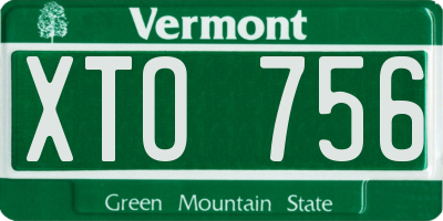 VT license plate XTO756