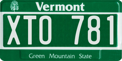 VT license plate XTO781