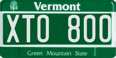 VT license plate XTO800