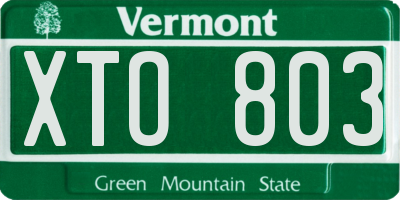 VT license plate XTO803