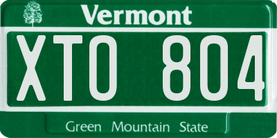 VT license plate XTO804