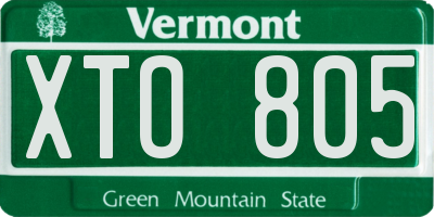VT license plate XTO805