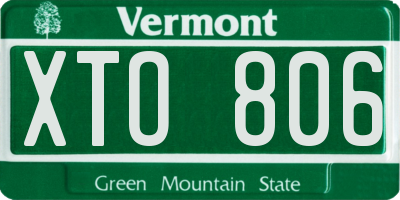 VT license plate XTO806